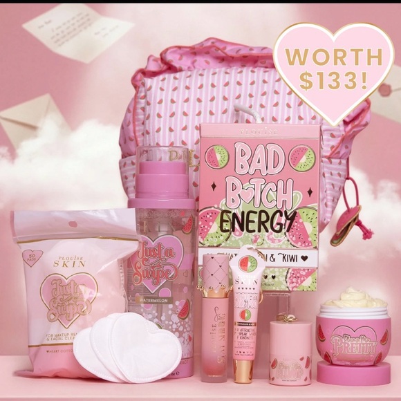 P. Louise Pink Watermelon Skincare Bundle including zippered bag. New